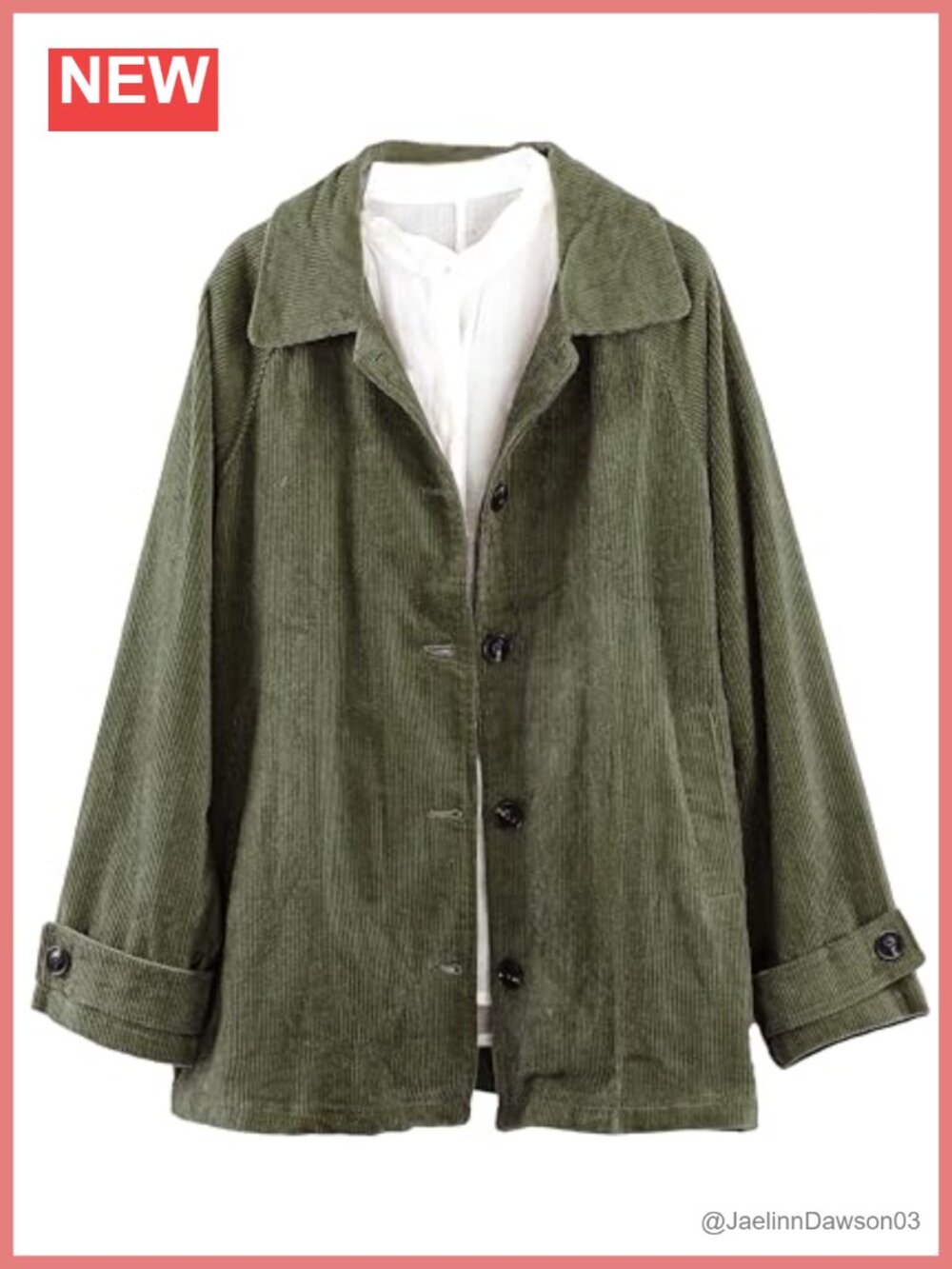Mallimoda Corduroy Shacket Jacket Button Down Blouse with Pockets